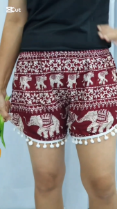 9137 (017) [READY STOCK] SHORT PANTS GAJAH THAILAND [WHITE DOP] BATIK ELEPHANT SHORT PANTS
