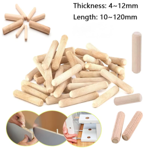 100/50pcs Wooden Dowel Cabinet Drawer Round Fluted Wood Craft Dowel Pins Rods Set Furniture Fitting wooden dowel pin