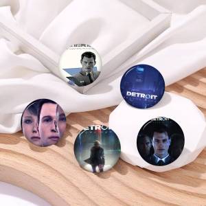 Games Detroit Become Human Cartoon Brooches Anime Badge Round Handmade Brooch Lapel Pins Jewelry For Backpack Clothes Gifts