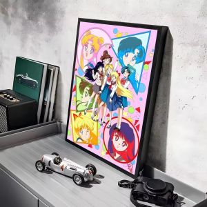 S-Sailor Moon 5D Anime Tranh Gắn Đá Full Tròn Vuông DIY Bộ Thẩm Mỹ Trang Trí Nhà Cho Phòng Khách Phòng Ngủ Thanh