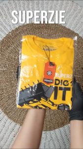 Baju anak laki laki distro motif kendaran berat beko digit warna mustard bahan adem sablon plastisol