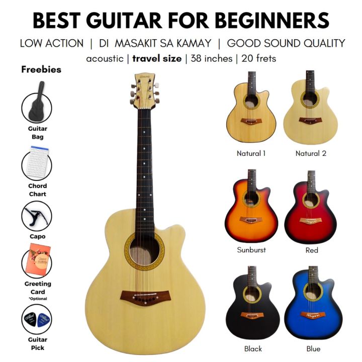 Free shipping Junior cutaway/round acoustic electric guitar Lazada PH