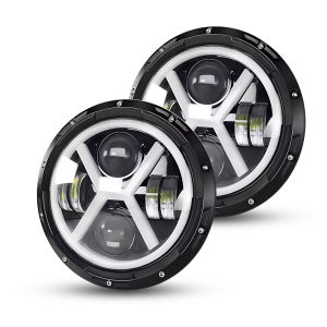 Round 7 inch LED Headlight Halo Angel Eyes 7 Inch Motorcycle LED Headlight for Yamaha Harley Road Jeep Wrangler Jk Cafe Racer