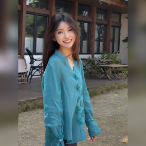 YUFUQING | เสื้อเชิ้ตคอวีหลวมๆ สีฟ้า ดีไซน์ฝรั่งเศส ทรงเข้ารูป เสื้อผ้าทำงานสไตล์เกาหลี แฟชั่นฤดูใบไม้ผลิ ผ้าโพลีเอสเตอร์ 100%