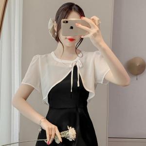 New Chinese Style Small Shawl Womens Outerwear Summer Thin Short French Smock Simple Matching Skirts Fashionable Shirt