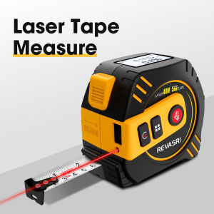 REVASRI 2-in-1 Laser Tape Measure 40M Meters Laser Distance Meter Self-Locking Tape Measure with Measuring Pythagorean Area Volume with Switchable Units M/Ft/in
