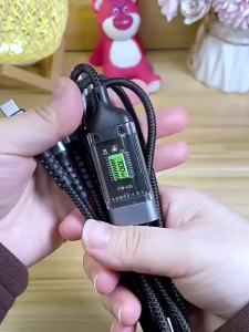 【本地仓发货 100W超级快充数据线一拖三合一快充车载适用安卓华为6A苹果充电线1.2米科技灰【透明灯100W芯片 特粗一拖三