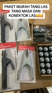 PROMO Paket Stang Las Tang Mesin Las Listrik Electrode Holder 200A+ Stang Las Tang Jepit Masa Massa Las - 300A+KONEKTOR LAS MALE DAN FEMALE(CEWEK COWOK)
