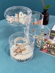 Rotating Cosmetic Storage Box Organizer for Brooch Earring Hair Clip Ring Makeup