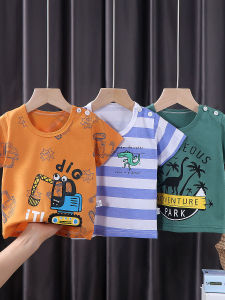 Pure Cotton Short Sleeve T-Shirt for Children Baby Boys Girls Summer Wear Infant Clothing round Neck Moisture Wicking Korean Style