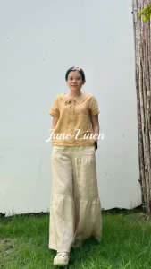 [JUNE LINEN] QD01-Quần tầng lưng tây ống 45cm chất Linen tưng bố premium washed.