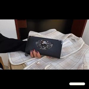 Ví Dài Phong Cách Punk Sang Trọng Dành Cho Nữ Và Nam Có Ngăn Đựng Thẻ Túi Đựng Điện Thoại Nhiều Ngăn Chất Liệu Da PU Có Ngăn Đựng Tiền