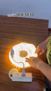 220v 3030 LED แถบแสง แถบนีออนกันน้ำ พร้อมปลั๊กไฟ สามารถใช้งานได้โดยตรง ติดตั้งง่าย 