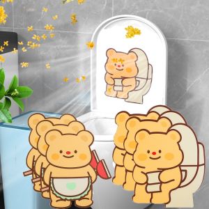 4PCS Cute Butterbear Toilet Deodorizing Sticker Cartoon Animal Decorative Wall Sticker Bathroom Kitchen Wardrobe Air Freshener Self-Adhesive Home Sticker