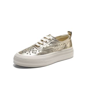 Belle | 4CM Height Increasing Breathable Brogue White Sneakers