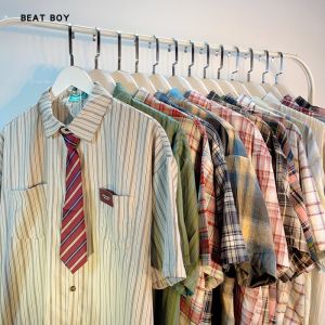 Áo Sơ Mi Nam Mùa Hè 2024 Ngoại Cỡ Màu Tương Phản Kẻ Caro Áo Sơ Mi Chống Nắng Rộng Rãi Áo Sơ Mi Mỏng Tay Ngắn In Hình Mát Mẻ Polyester Thoải Mái