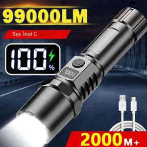 Đèn Pin LED Cao Cấp Di Động Có Zoom Kính Thiên Văn 18650 Pin Tích Hợp Đèn Pin Chiến Thuật Cho Cắm Trại Ngoài Trời Khẩn Cấp