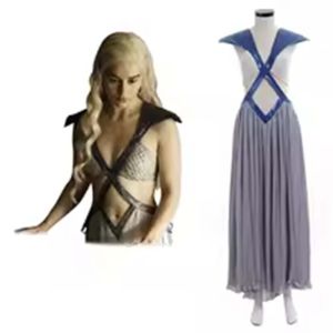 Game of Thrones Daenerys Cosplay Dress Backless Halloween Roleplay Costume Nine-Tube Sleeve Modal Fabric Adult Size