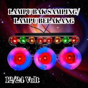 SET HEMAT Lampu Belakang Truk Bisa Untuk Lampu Bak Samping Nyala RGB Panjang 19cm Tinggi 10cm 12/24Volt