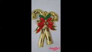 Candy Cane Gold Pita Tongkat Permen Gantungan Hiasan Pohon Natal Xmas