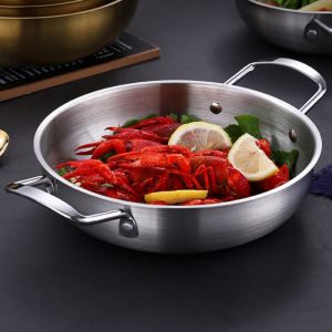 Nồi Thép Không Gỉ Có Tay Cầm Để Nấu Ăn Tại Nhà Làm Paella Hải Sản Cơm Đồ Ăn Nhẹ Dã Ngoại - Đồ Dùng Nhà Bếp Đa Năng
