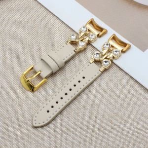 Dây Đeo Đồng Hồ Thông Minh Bằng Da Màu Hồng Kim Loại Đính Đá Dành Cho Xiaomi Mi Band 8/9/10 Dành Cho Nữ Dây Đeo Trang Sức Cho Nữ