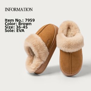 YUANGANG | Fluffy Warm Fur Slippers for Women Winter Indoor Use