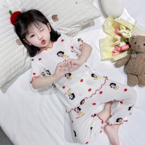 Cute Cartoon Breathable Childrens Sleepwear Ice Silk Air-Conditioning Clothes