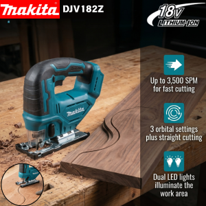 Makita | Makita DJV182 18V Cordless Brushless Jigsaw Barrel Handle for Woodworking Furniture Repair and Multi-material Cutting Bare Tool