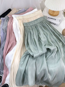 High-Waisted Slimming Half-Length A-Line Long Skirt Pleated Street Style European And American High Waist Long Skirt