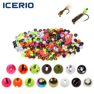 ICERIO 20pcs 2.5mm~5.0mm Slotted Tungsten Beads Jig Nymphs Fast Sinking Wet Euro Nymphs Ice Fishing Lures Fly Tying Material