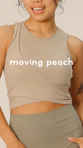 Moving Peach Sports Bra Tank For Women French Ribbed Faux-Layer Yoga Top Fixed Breathable Cup Bra-Free Tank Slim Faux-Layer Fit Asymmetric Strap Soft Sweat-wicking Gym Pilates Dance Daily wear CBX