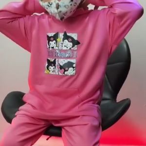 Qiala - KUROMI EMOJI Setelan Sweater Hoodie Anak Remaja