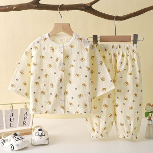 JIFANPAUL | Spring & Autumn Pure Cotton Sleepwear Set for Boys & Girls 3/4 Sleeve Baby Home Wear