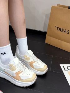 YOTO Sneakers For Women Thick Bottom Sole Light Weight Newly White Rubber Shoes Low Top