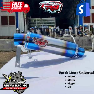 R9 Inlet 50 Slincer racing R9 Blue Bakaran Diameter 50 Blue Bakaran Lis Stainles Bisa Digunakan Semua Knalpot Motor Racing
