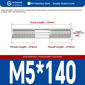 GUWANJI | 304 Stainless Steel Double Ended Screw Threaded Rod
