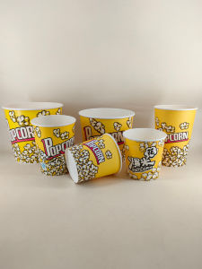 Disposable Popcorn Paper Bucket Cinema Special Packaging Bucket with Bag for Movie Theater And Kindergarten Use