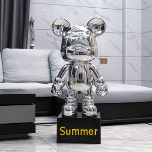 Modern Minimalist Large Standing Decorative Bear Money Box TV Cabinet Living Room Home Decor Cool Bear Plating Decoration