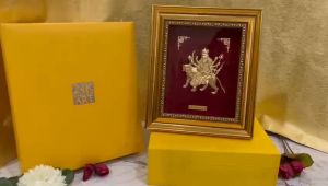 DURGA - 24K Gold Foil 3D Small frame ( 16cm x 18.5 cm)