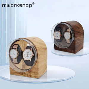 1pc Niworkshop Automatic Watch Winder 2 Slots Watch Storage Case with Quiet Motor Soft Pillows for Mens And Womens Watches