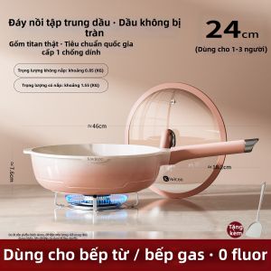 KIWICOO | Chảo Ceramic Titanium Không Chứa Flo chống dính cho Bít-tết và Sáng Dễ vệ sinh Phù hợp với Bếp Gas và Bếp Từ