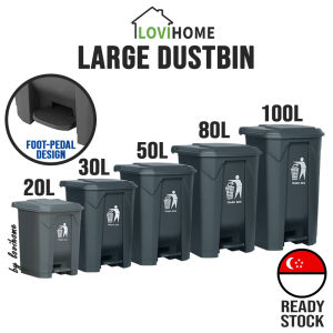 SG Step Pedal Dust bin with Lid Plastic Large Capacity Dustbin Trash Rubbish Waste Recycle Bin 20L 30L 50L 80L 100L