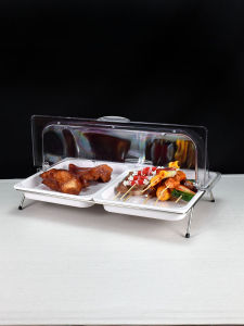 Multifunctional Trial Bread Plate with Cover Self-Service Cake Pastry Display Dish Durable Melamine Fruit Tray American Style Pure Color