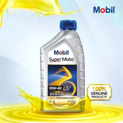 MOBIL SUPER MOTO ENGINE OIL 10W40 20W50 MINYAK HITAM 4T SYNTHETIC TECHNOLOGY 1L ENJIN OIL 0.8L SCOOTER MYK HITAM MOBIL