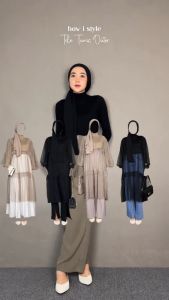 Outer Tile Dot Tunik Brukat Polkadot Wanita Outfit Kondangan Wisuda Lamaran All Size