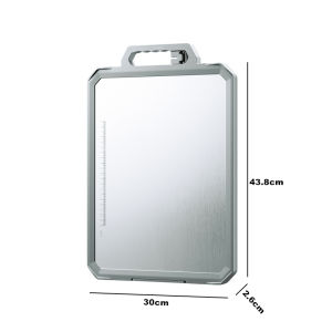 LMETJMA | LMETJMA Large Stainless Steel Chopping Board Non Toxic Double-Sided Metal Cutting Board with Ceramic Sharpener For Kitchen JT506