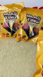 COCO Blasting Ice Cream Cone Snack 300g | Chocolate & Strawberry Flavor | Approx. 25-27pcs Crunchy Black Cone Dessert Snack for Baon Sharing & Party