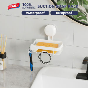 TAILI Shower Soap Holder Soap Dish Suction Cup Soap Holder for Shower Wall Bathroom Accessories Removable and Drill Free One-Press Visible Red Line Seal Indicator