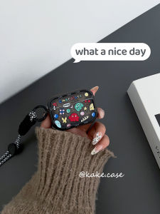 Color English Monster Airpodspro2 Protective Case Apple Bluetooth Earbuds Case 2 Generation Frosted Black 3 Generation Silicone Pro Japan and South Korea Cute 1 Generation Set All-Inclusive Drop-Resistant New Arrival Fun Soft Case 1